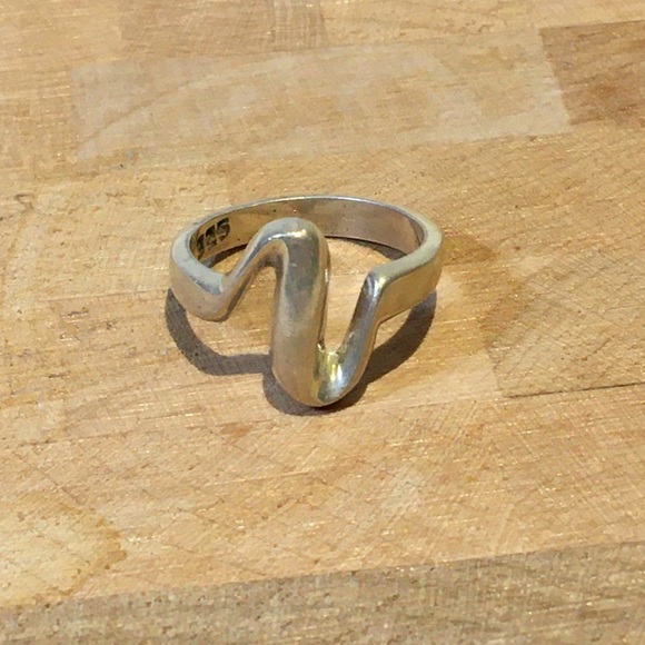 Mexico 925 Sterling Silver Zigzag Shape Ring - Picture 5 of 6
